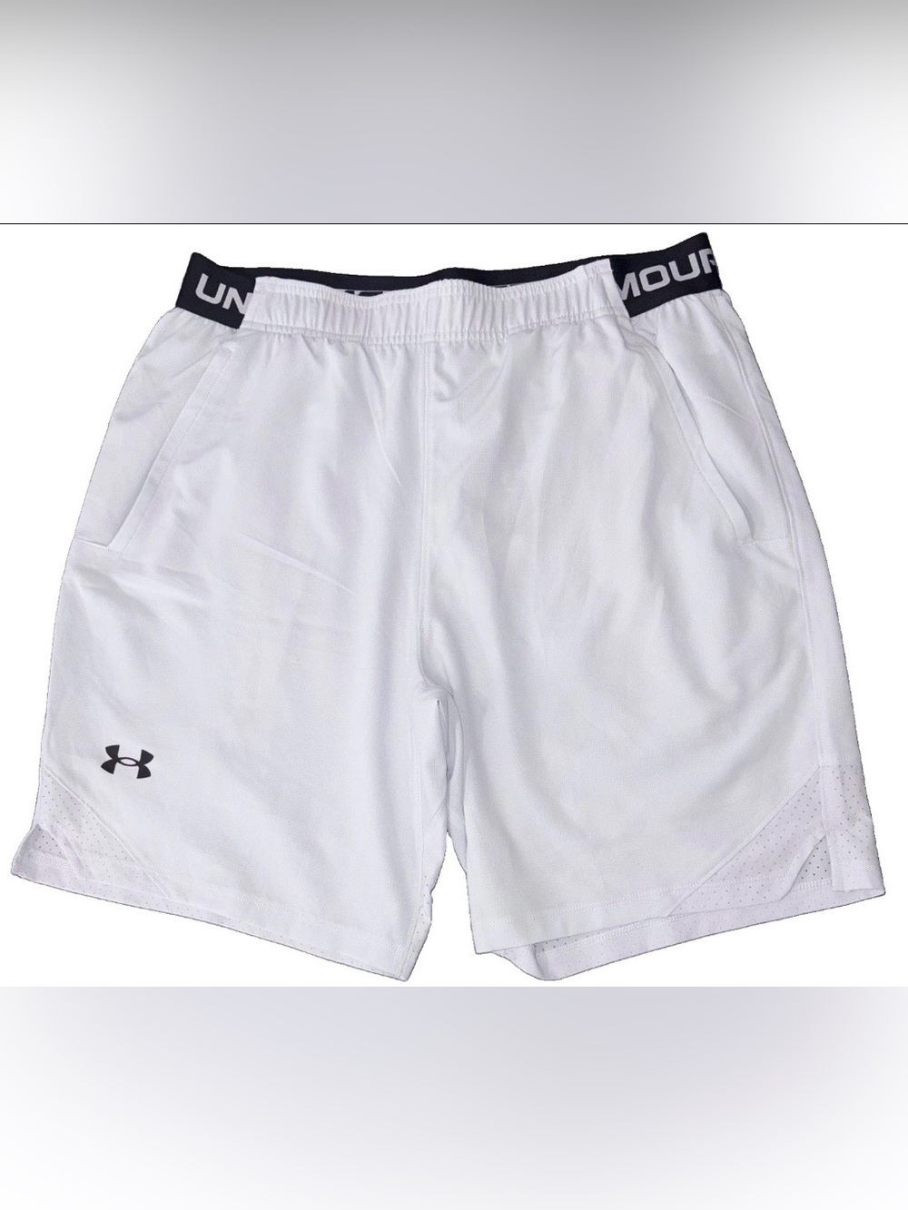 NWT UNDER ARMOUR LARGE MENS VANISH WOVEN BIN SHORT WHITE POCKETS RELAXED  $50